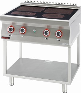 Kuchnia elektryczna ceramiczna 4 pola 2x4kW + 2x2,1kW na podstawie szkieletowej