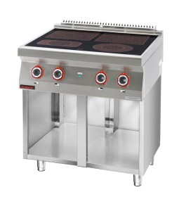 Kuchnia elektryczna ceramiczna 4 pola 2x4kW + 2x2,1kW na podstawie szafkowej otwartej