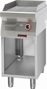 Płyta grillowa ryflowana chromowana 400mm 4,8kW na podstawie szafkowej otwartej