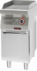 Płyta grillowa ryflowana chromowana 400mm 4,8kW na podstawie szafkowej zamkniętej