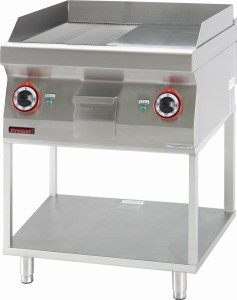 Płyta grillowa 1/2gł. + 1/2ryf. chromowana 600 mm 8kW na podstawie szkieletowej