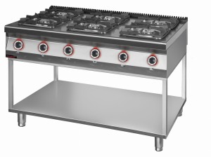 Kuchnia gazowa 6 palnikowa 2x4,5kW + 2x7,5kW + 2x9,0 kW na podstawie szkieletowej