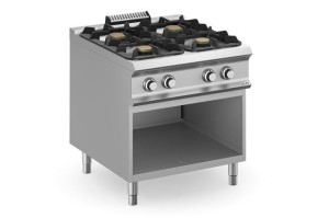 Kuchnia gazowa z nowymi palnikami FLEX BURNERS o mocy 7 kW i 11 kW, na podstawie z trzech stron zamkniętej - kod FB98AXL Wariant podstawowy