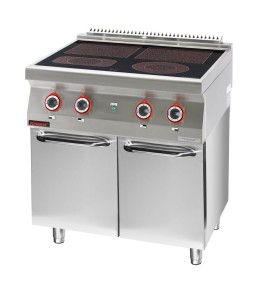 Kuchnia elektryczna ceramiczna 4 pola 2x4kW + 2x2,1kW na podstawie zamkniętej