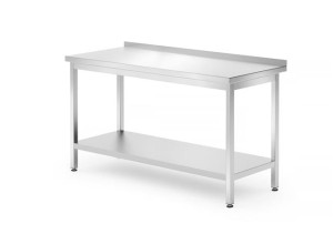 Stół przyścienny z półką - skręcany, głębokość 700 mm, HENDI, Kitchen Line, 1400x700x850 mm, 1400x700x(H)850mm Wariant podstawowy